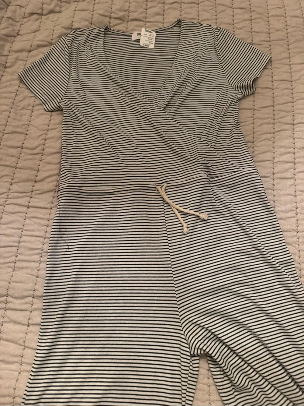 0067 Double Zero Black & White Striped Top - Picture 2 of 6